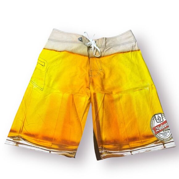 Volcom Beer Glass Board Shorts Size 32" Swim Trunks Retro Funny Print Y2K Rare - Picture 1 of 5